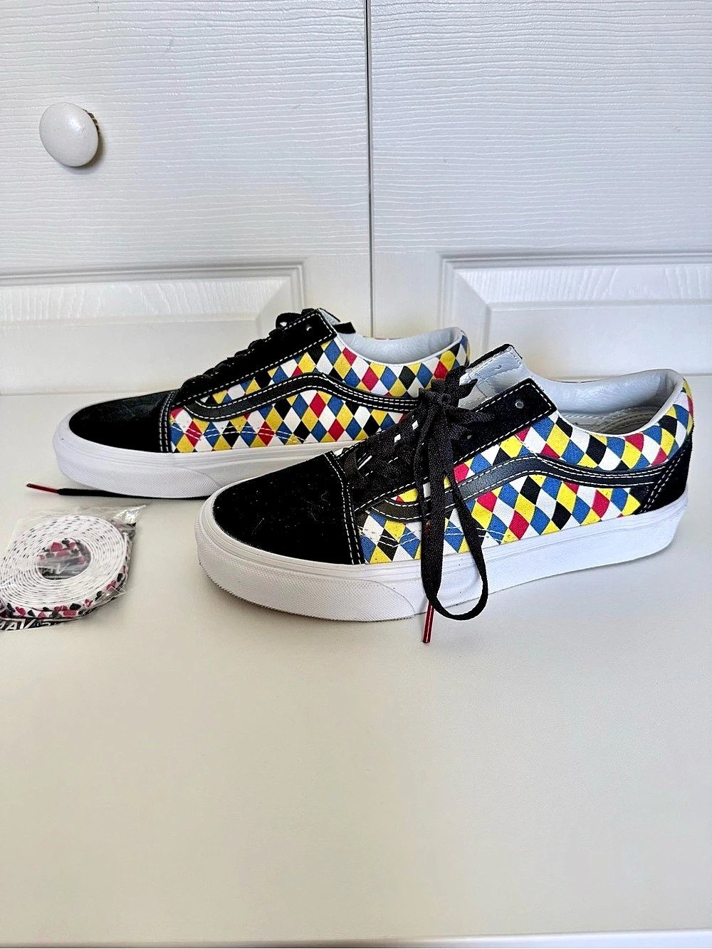 Vans Old Skool Geometric Sneakers Black Multicolor Like New